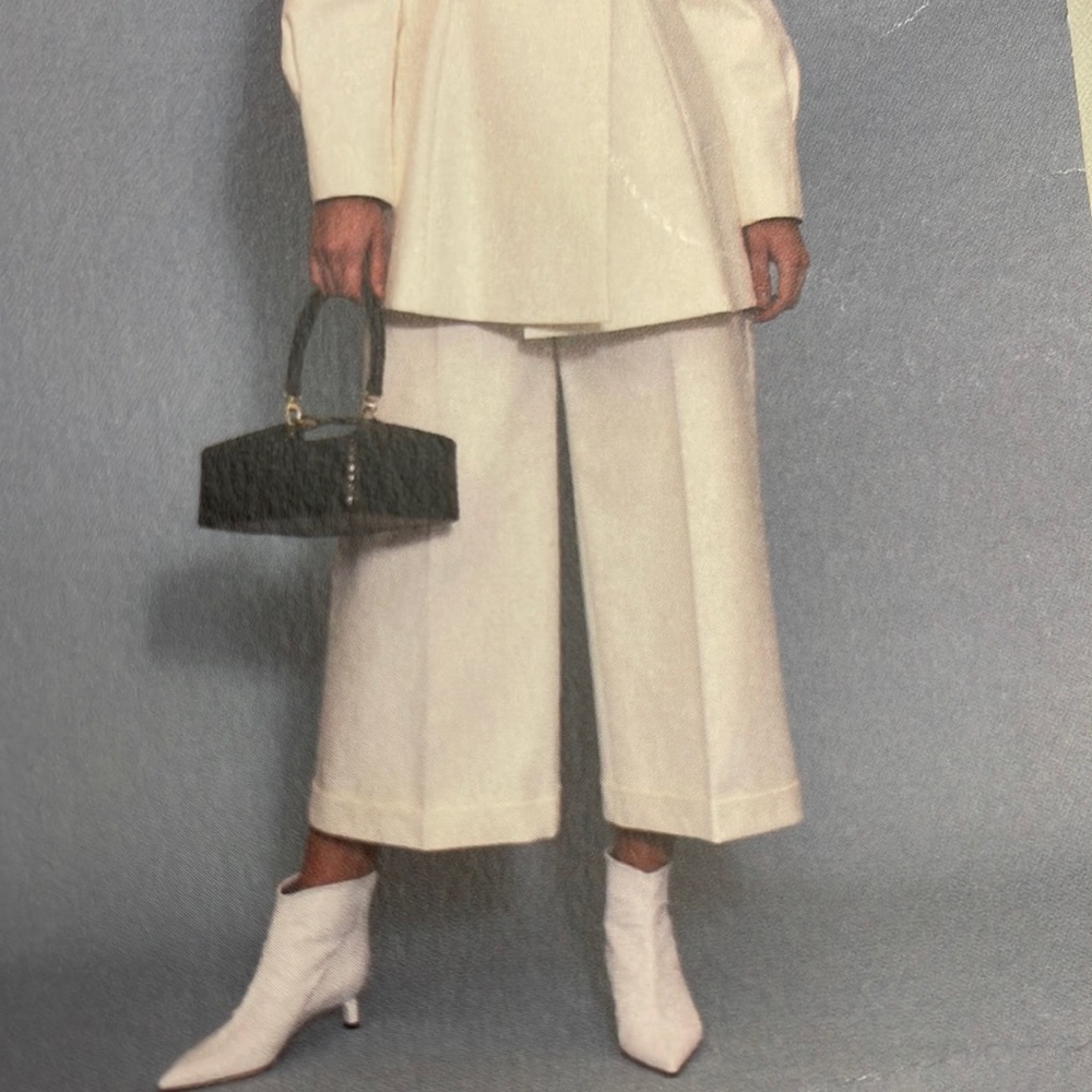 High fashion wide leg dress pant cream color by Regina Pyo